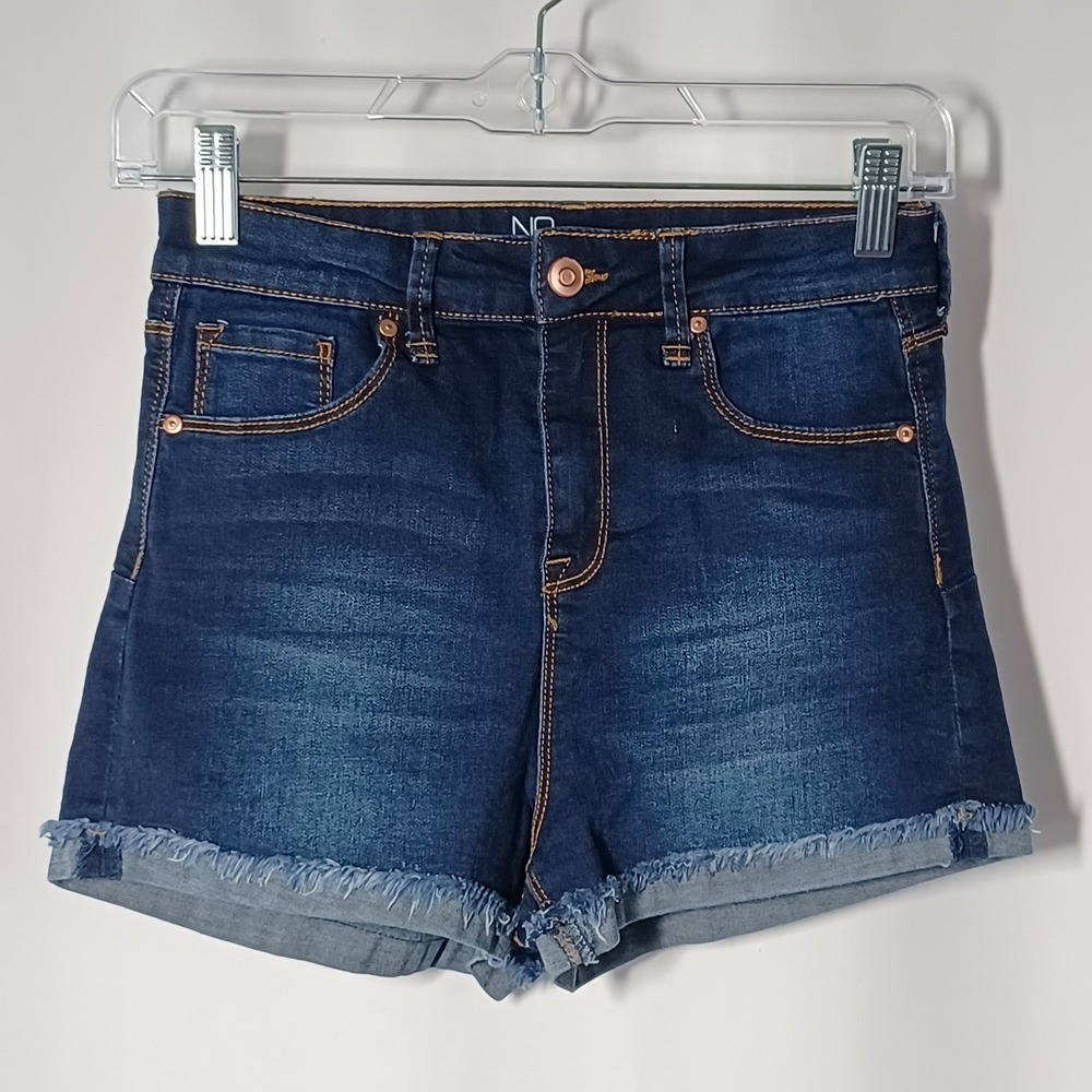 No Boundaries Girls High Rise Dark Wash Denim Cut Off Shorts Size 7 NJ29B557